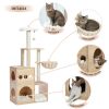 (Do Not Sell on Amazon) Modern Luxury Cat Tree Wooden Multi-Level Cat Tower Cat Sky Castle With 2 Cozy Condos;  Cozy Perch;  Spacious Hammock And