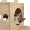 (Do Not Sell on Amazon) Modern Luxury Cat Tree Wooden Multi-Level Cat Tower Cat Sky Castle With 2 Cozy Condos;  Cozy Perch;  Spacious Hammock And
