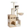 (Do Not Sell on Amazon) Modern Luxury Cat Tree Wooden Multi-Level Cat Tower Cat Sky Castle With 2 Cozy Condos;  Cozy Perch;  Spacious Hammock And
