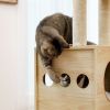 (Do Not Sell on Amazon) Modern Luxury Cat Tree Wooden Multi-Level Cat Tower Cat Sky Castle With 2 Cozy Condos;  Cozy Perch;  Spacious Hammock And