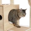 (Do Not Sell on Amazon) Modern Luxury Cat Tree Wooden Multi-Level Cat Tower Cat Sky Castle With 2 Cozy Condos;  Cozy Perch;  Spacious Hammock And