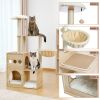 (Do Not Sell on Amazon) Modern Luxury Cat Tree Wooden Multi-Level Cat Tower Cat Sky Castle With 2 Cozy Condos;  Cozy Perch;  Spacious Hammock And