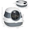 PawHut Cat Litter Box with Lid, Covered Litter Box w/ High Sides, Air Freshener, Large Two-Way Entrance Kitty Litter Box, Foldable, Easy Clean, W