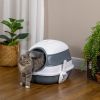 PawHut Cat Litter Box with Lid, Covered Litter Box w/ High Sides, Air Freshener, Large Two-Way Entrance Kitty Litter Box, Foldable, Easy Clean, W