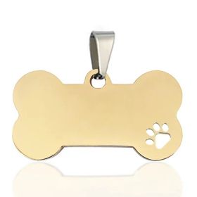 Stainless Steel Bone Shaped Pendant For Cat Collars; Metal Pendant For Pet Necklace; Pet Supplies (Color: golden, size: M)